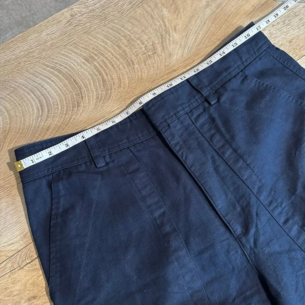 Banana Republic Mya Cotton Linen Cargo Pant Navy Blue 12